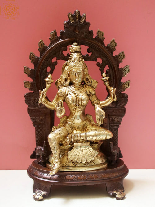 12" Goddess Lakshmi Brass Statue for Home Pooja
