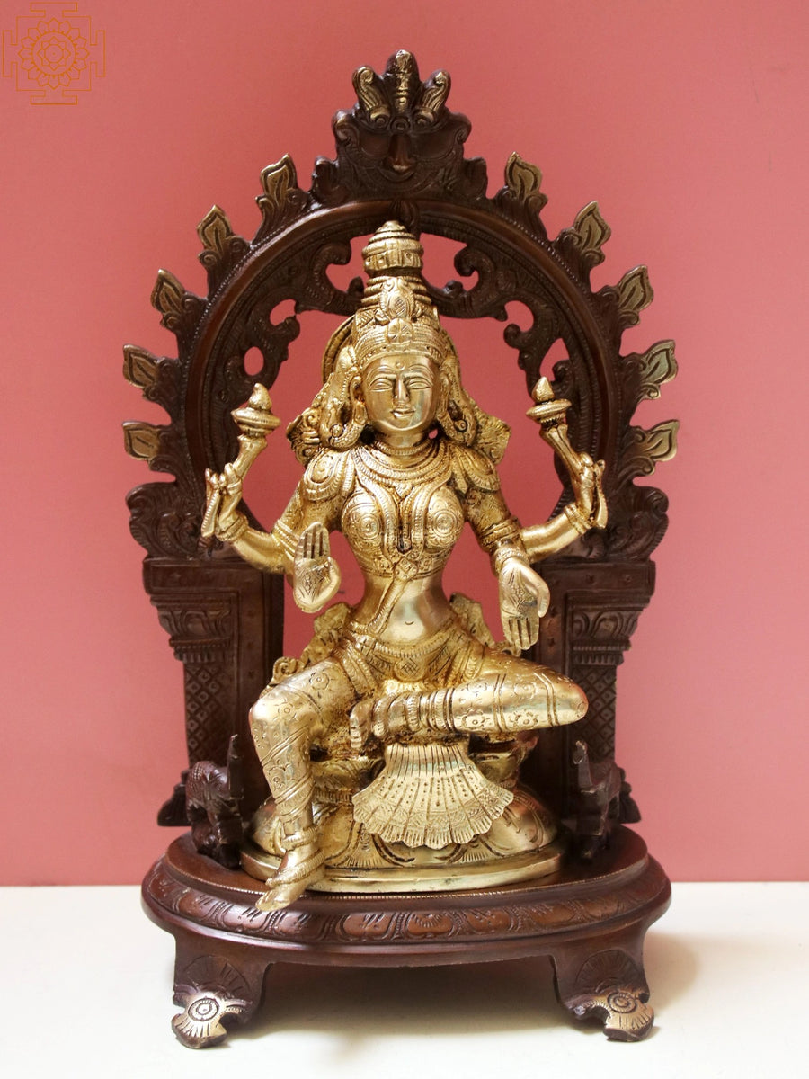 12" Goddess Lakshmi Brass Statue for Home Pooja