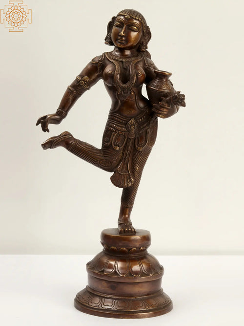 16" Brass Pot Lady Removing Thorn Statue Home Decor