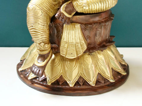14" Lord Ganesha Seated on Lotus Design Pedestal