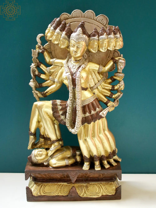 13" Standing Goddess Mahakali Brass Statue for Pooja