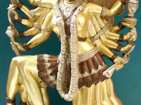 13" Standing Goddess Mahakali In Brass