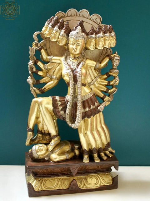 13" Standing Goddess Mahakali In Brass