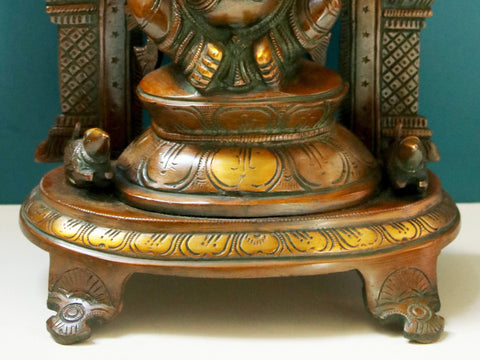 11" Blessing Lord Ganesha with Kirtimukha Prabhavali | Brass Sculptures