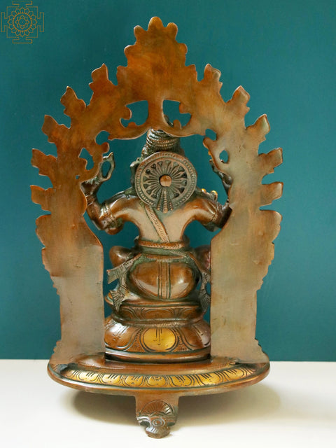 11" Blessing Lord Ganesha with Kirtimukha Prabhavali | Brass Sculptures