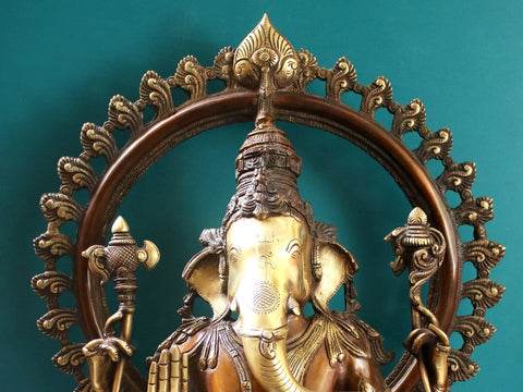 27" Blessing Ganesha Seated on Pedestal