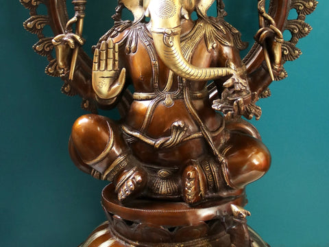 27" Blessing Ganesha Seated on Pedestal