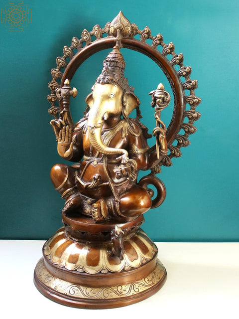 27" Blessing Ganesha Seated on Pedestal