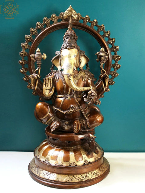 27" Blessing Ganesha Seated on Pedestal