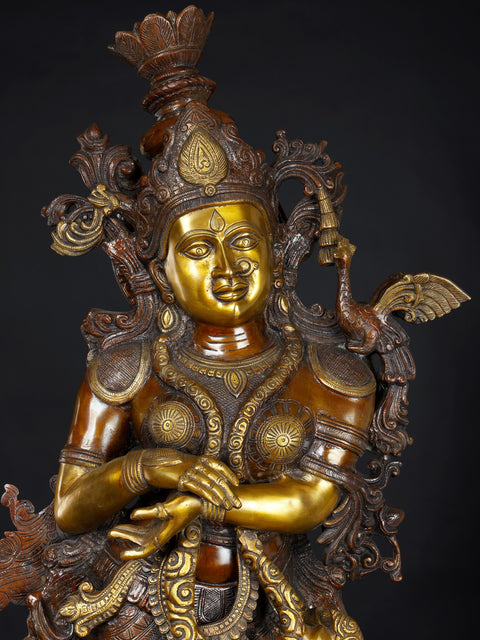 48'' Radha Krishna Divine Pair | Brass Statue