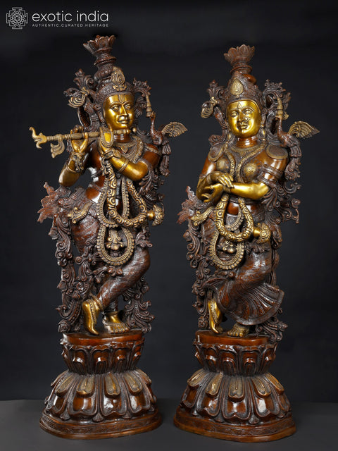 48'' Radha Krishna Divine Pair | Brass Statue