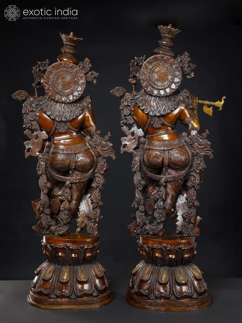 48'' Radha Krishna Divine Pair | Brass Statue
