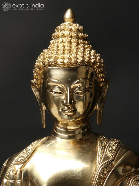17'' Buddha in Vitark Mudra | Brass Statue