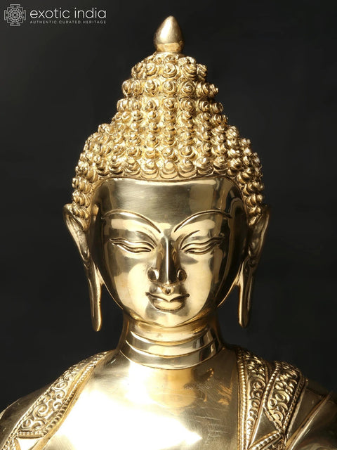 17'' Buddha in Vitark Mudra | Brass Statue