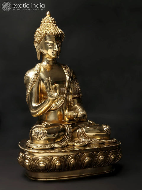 17'' Buddha in Vitark Mudra | Brass Statue