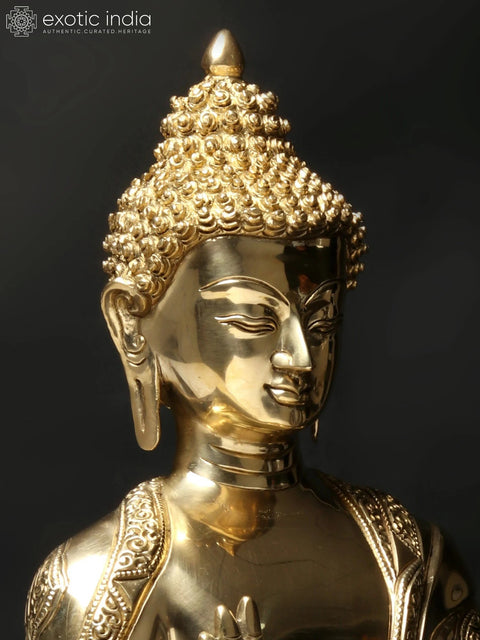 17'' Buddha in Vitark Mudra | Brass Statue