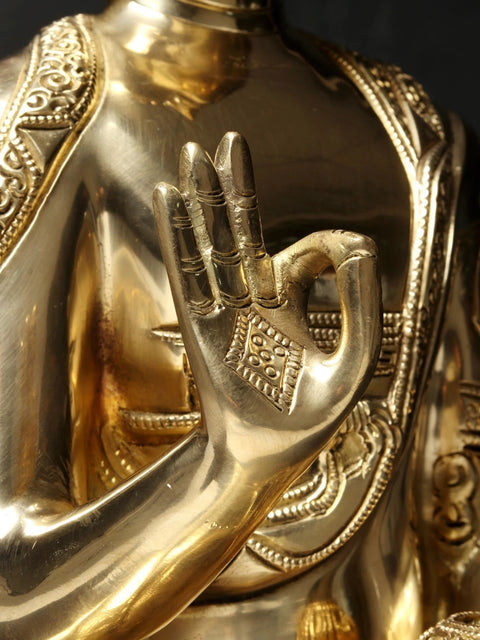 17'' Buddha in Vitark Mudra | Brass Statue