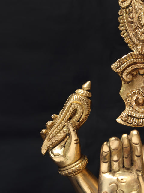 10'' Seated Lord Ganesha In Turban | Brass Statue