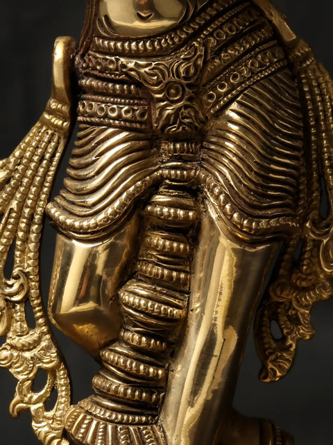 10'' Shri Krishna Playing Flute on Chowki | Brass Statue