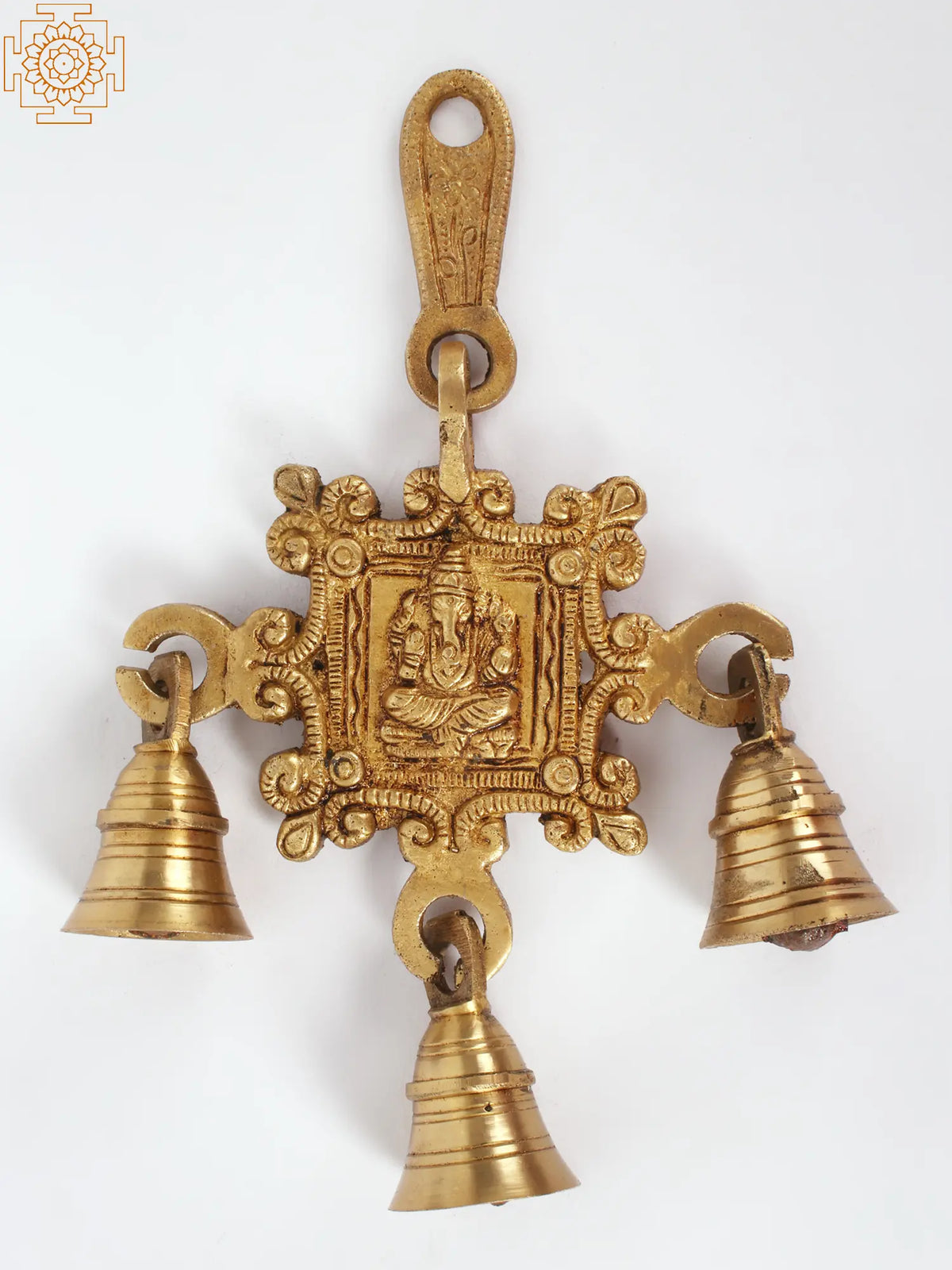 7" Lord Ganesha Wall Hanging Bells in Brass