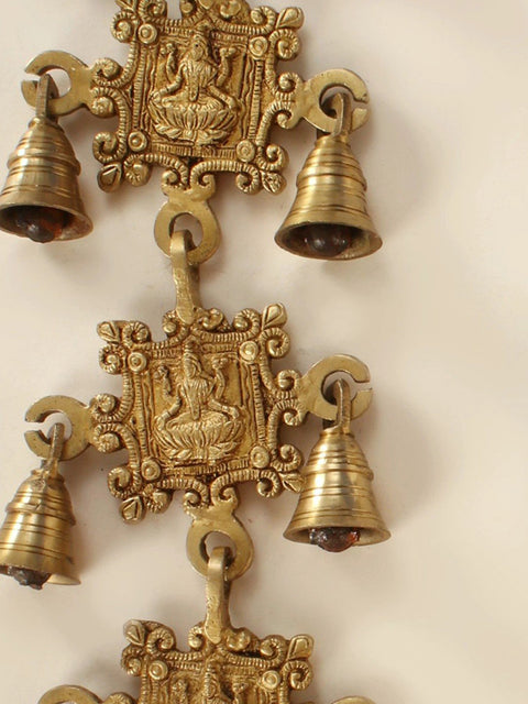 22" Ganesha - Lakshmi Wall Hanging Bells in Brass