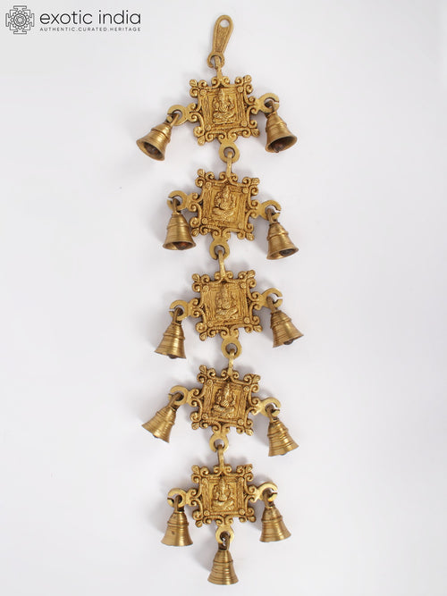 22" Lord Ganesha Brass Wall Hanging Bells for Pooja