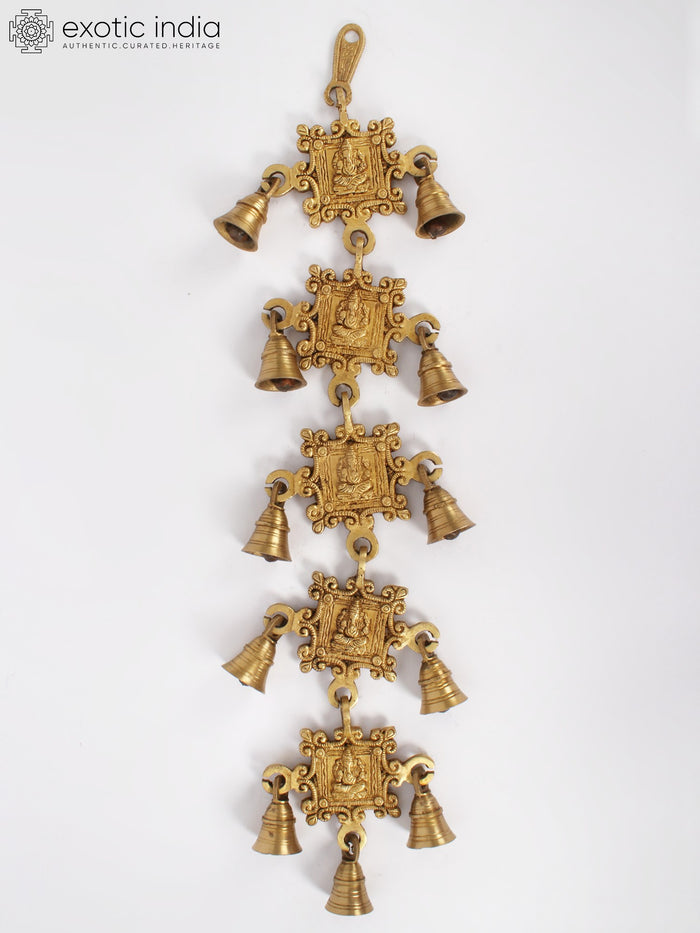 22" Lord Ganesha Brass Wall Hanging Bells for Pooja