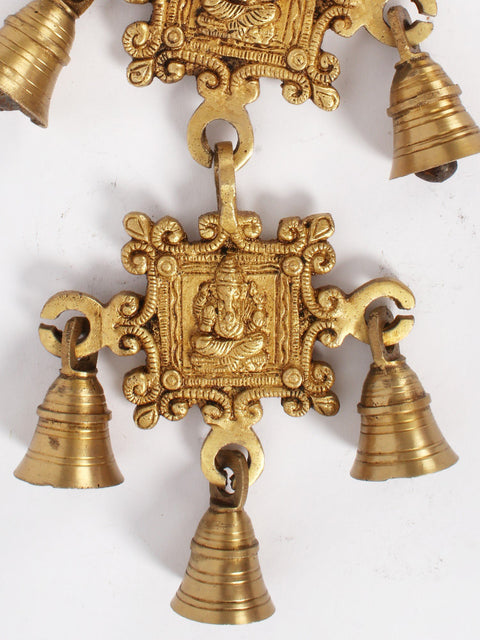 22" Lord Ganesha Wall Hanging Bells in Brass