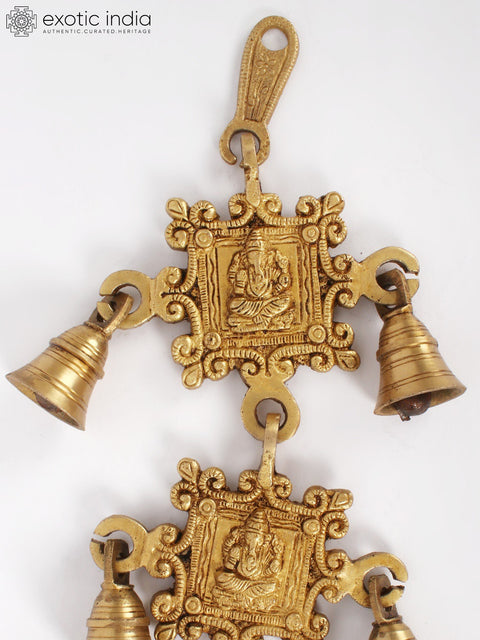 22" Lord Ganesha Wall Hanging Bells in Brass