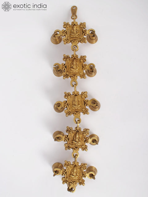 22" Lord Ganesha Wall Hanging Bells in Brass