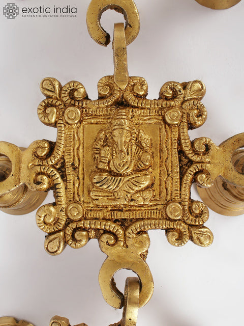 22" Lord Ganesha Wall Hanging Bells in Brass