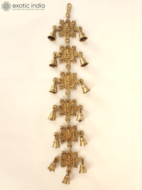 26" Brass Ganesha Wall Hanging Bells for Home Pooja