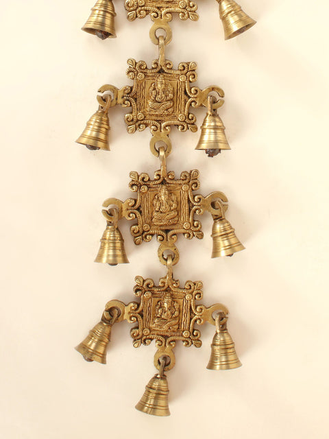 26" Brass Vighnaharta Ganesha Design Wall Hanging Bells