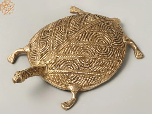 7" Tortoise Brass Statue for Home Decor