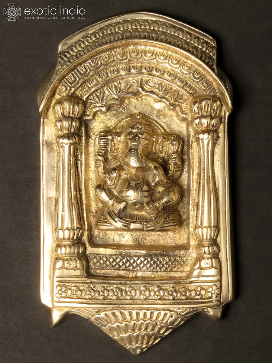 8" Brass Ganesha Rajasthani Jharokha Wall Hanging