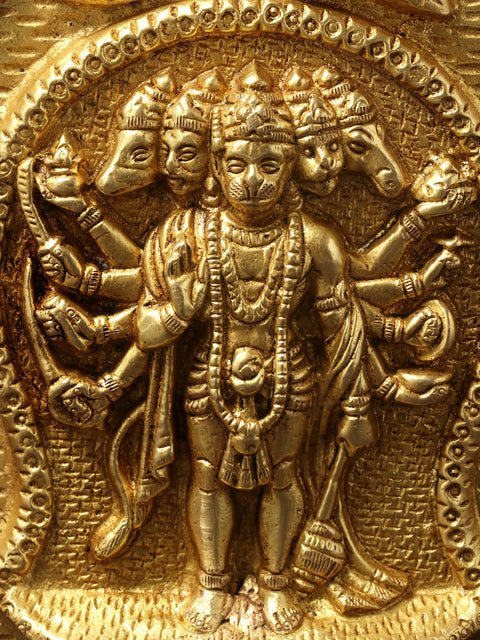 Panchamukhi Lord Hanuman Wall Hanging Frame in Brass