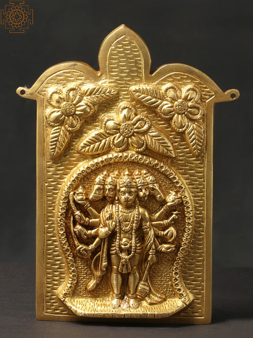Panchamukhi Hanuman Brass Wall Hanging Statue for Home Decor