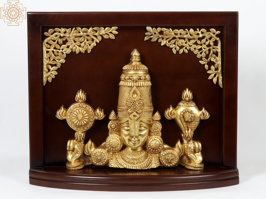 28" Ornamented Venkateswara Balaji Brass Wall Hanging