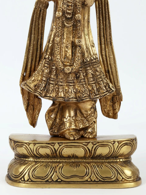 13'' Traditionally Dressed krishna Gopala Playing Flute | Brass