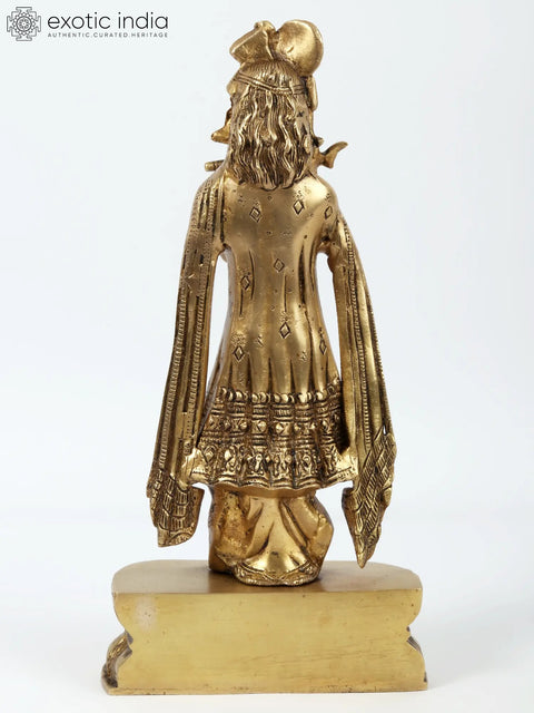 13'' Traditionally Dressed krishna Gopala Playing Flute | Brass