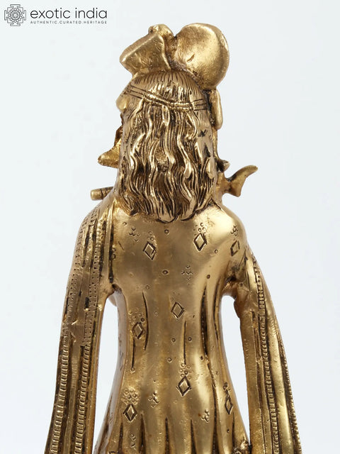 13'' Traditionally Dressed krishna Gopala Playing Flute | Brass