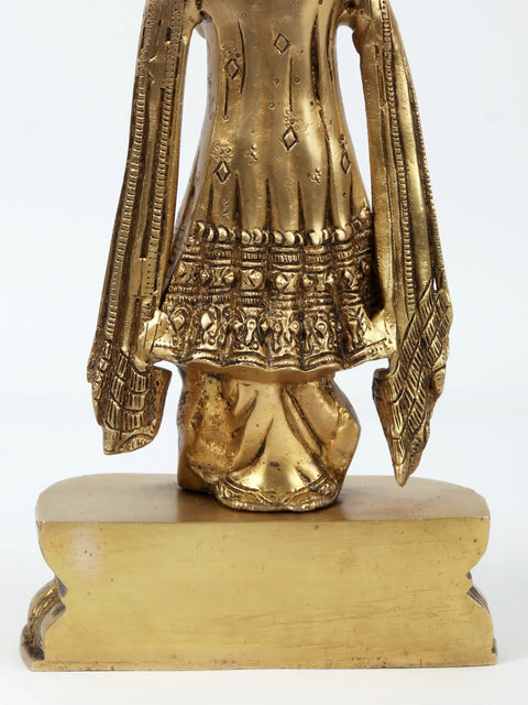13'' Traditionally Dressed krishna Gopala Playing Flute | Brass