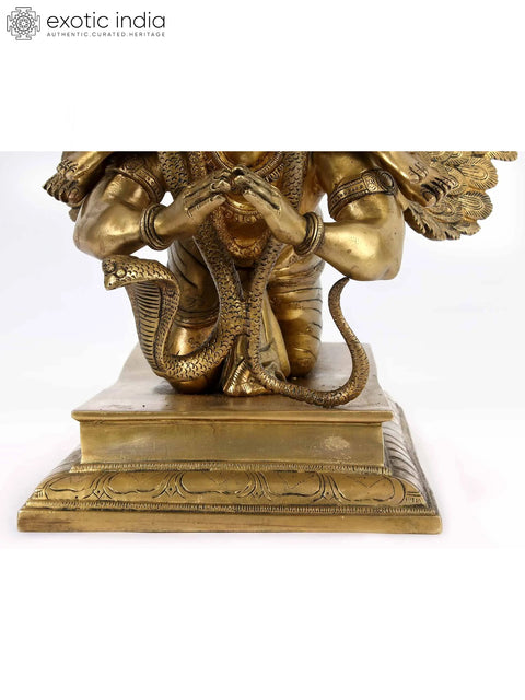 18'' Sridevi Bhudevi Vishnu Seated On Garuda | Brass