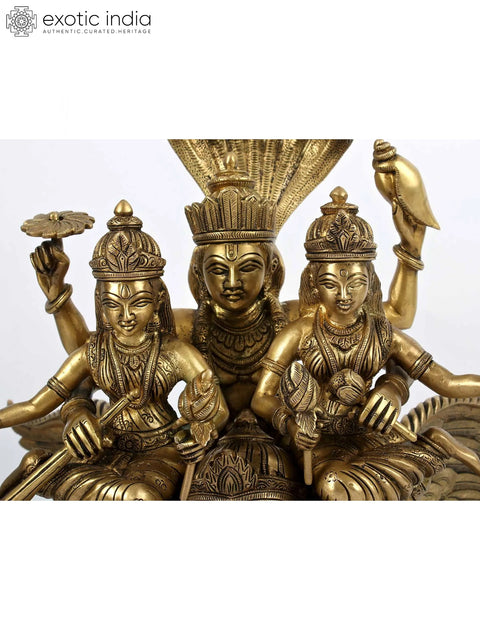 18'' Sridevi Bhudevi Vishnu Seated On Garuda | Brass