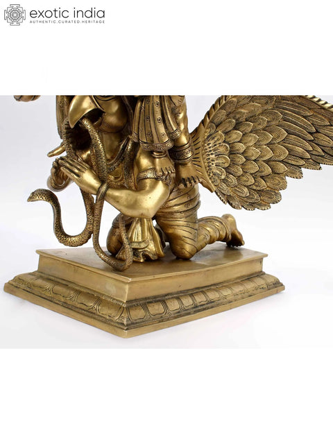 18'' Sridevi Bhudevi Vishnu Seated On Garuda | Brass