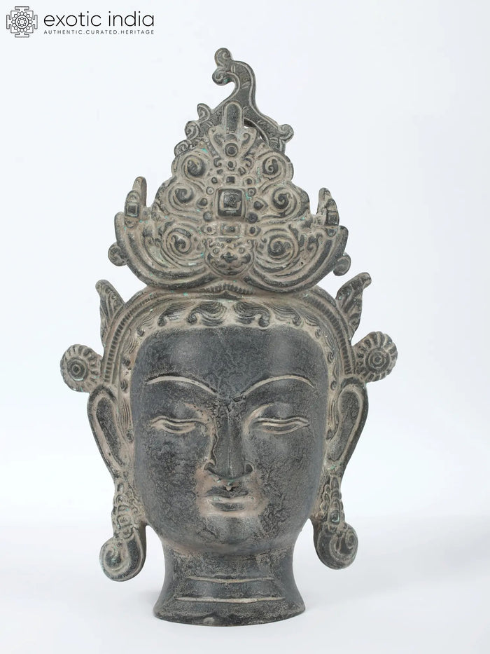12'' Crowned Goddess Tara Head | Brass