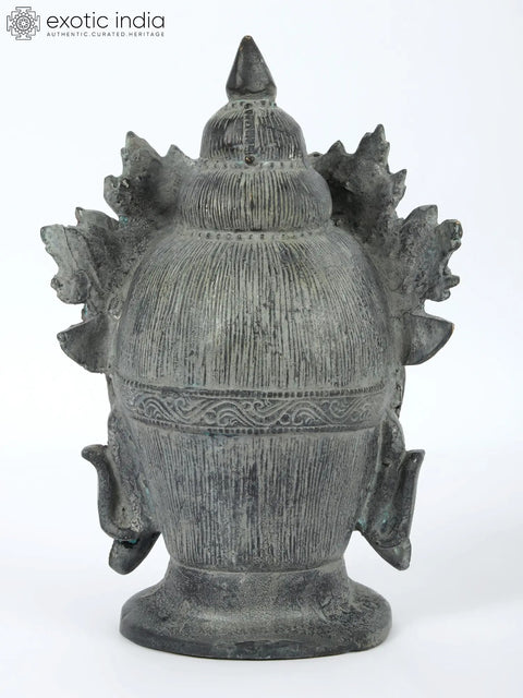 8'' Yellow Crowned Peaceful Buddha Head | Brass