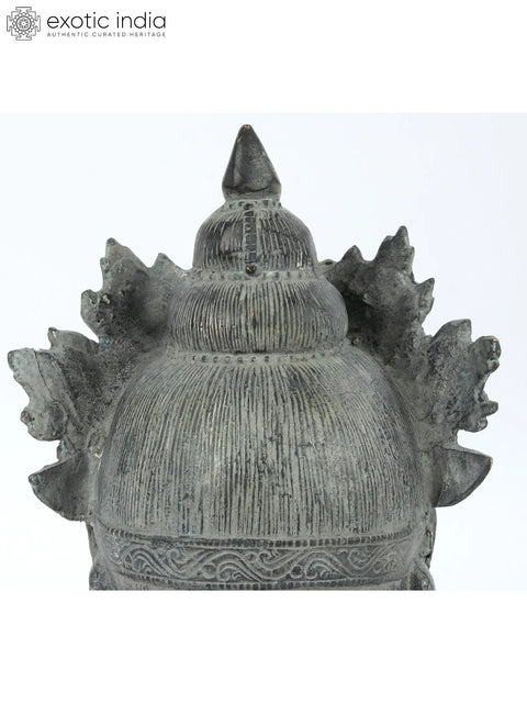 8'' Yellow Crowned Peaceful Buddha Head | Brass