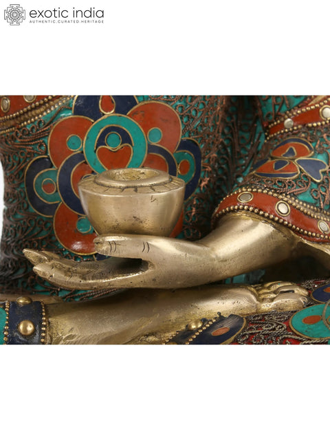 15" Preaching Buddha | Brass with Stone and Filigree Work