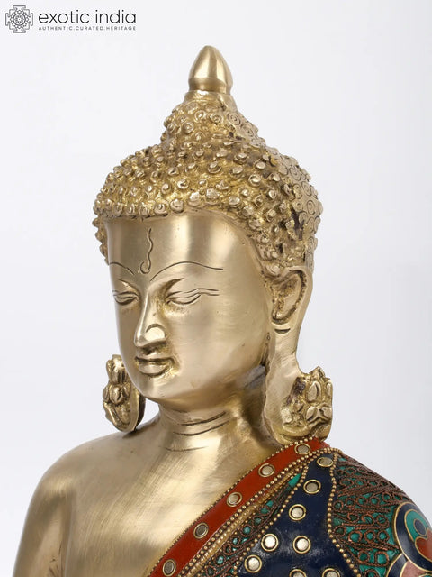 15" Preaching Buddha | Brass with Stone and Filigree Work